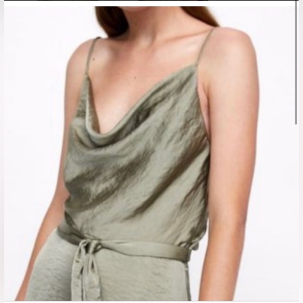 Zara Satin Green Jumpsuit